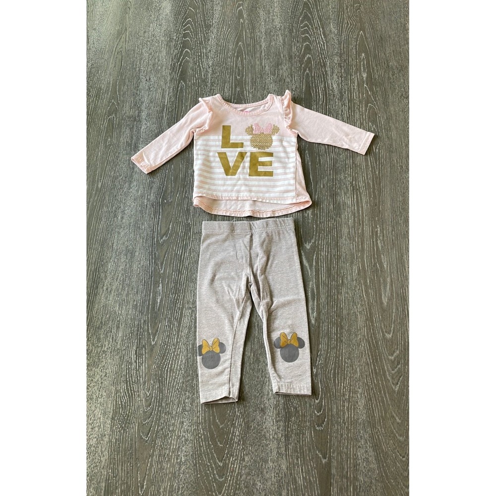 12M Minnie Mouse Pink/Gold and Grey outfit